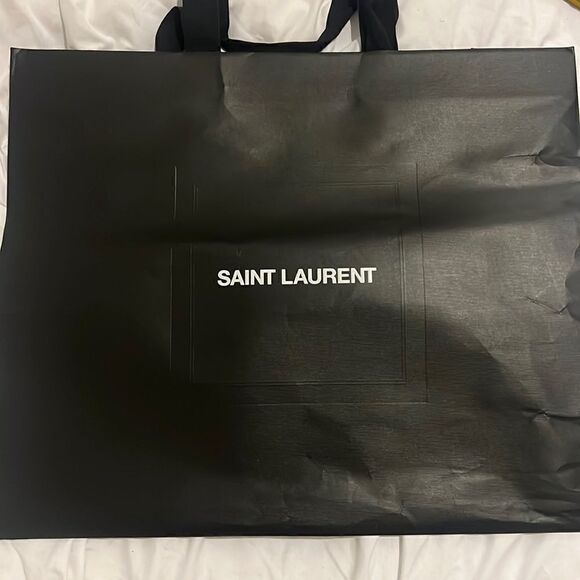 SAINT LAURANT Black Shopping Bag - Black Ribbon Handle - Excellent Condition - Picture 1 of 4